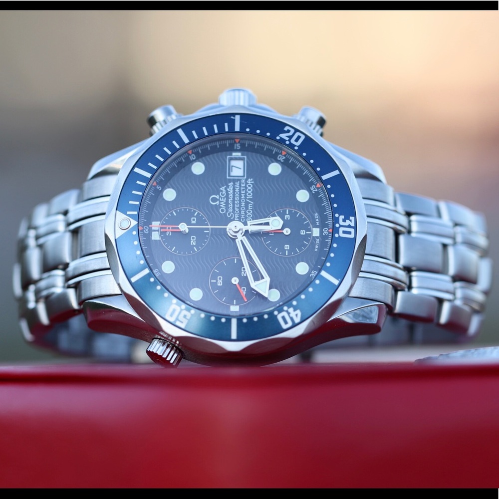 OMEGA SEAMASTER CHRONOGRAPH BLUE DIAL MEN'S WATCH!